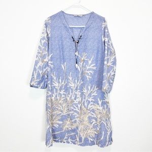 Soft Surroundings Tunic Top Shell Seeker Embroidered Coral Reef Beach Travel S